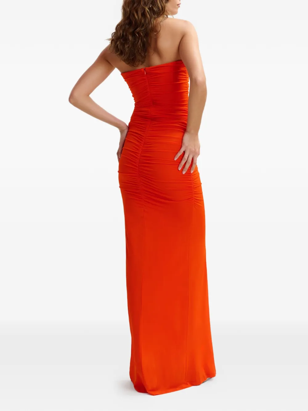 Essentiel Antwerp Strapless maxi-jurk met ruches Oranje