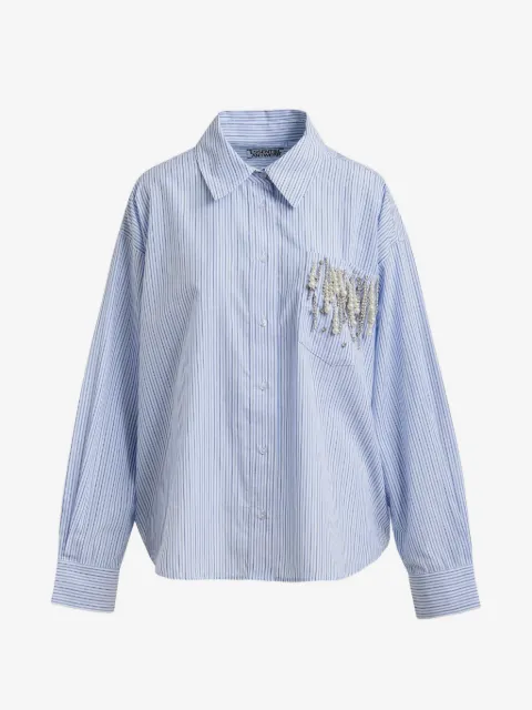 Essentiel Antwerp Jommeke striped embellished-pocket shirt