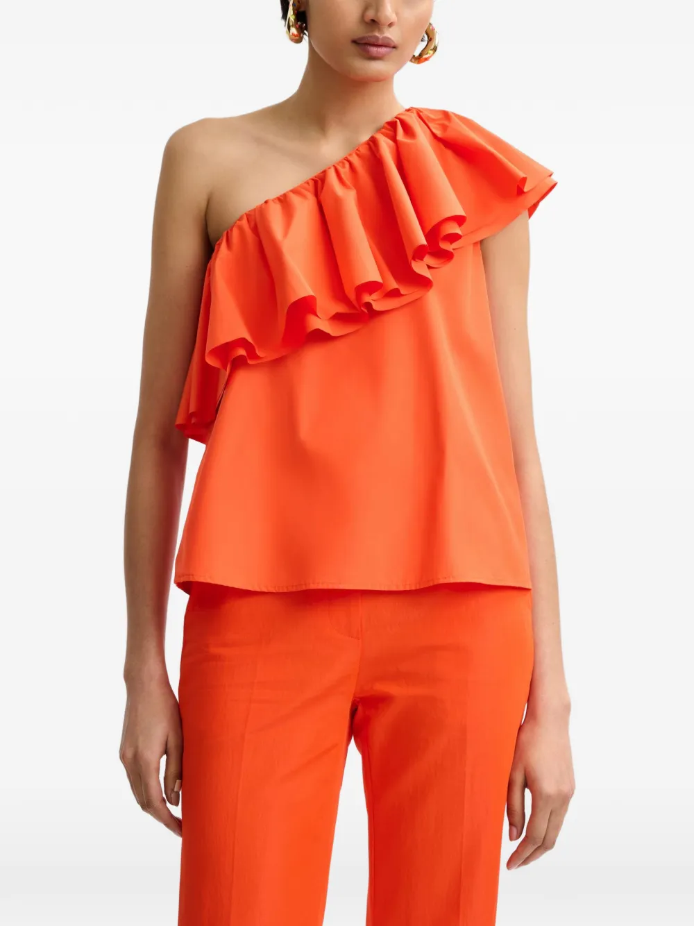  Essentiel Antwerp Ruffled Asymmetric Blouse - Orange 