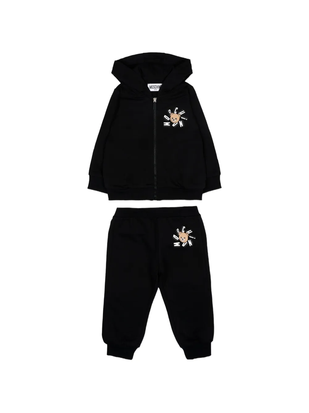 Moschino Kids Teddy Bear hooded graphic tracksuit - Nero