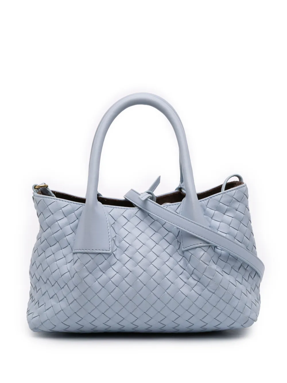 Bottega Veneta Pre-Owned Borsa a tracolla Pinacoteca piccola in pelle di vitello con motivo Intrecciato 2012-2025 - Blu
