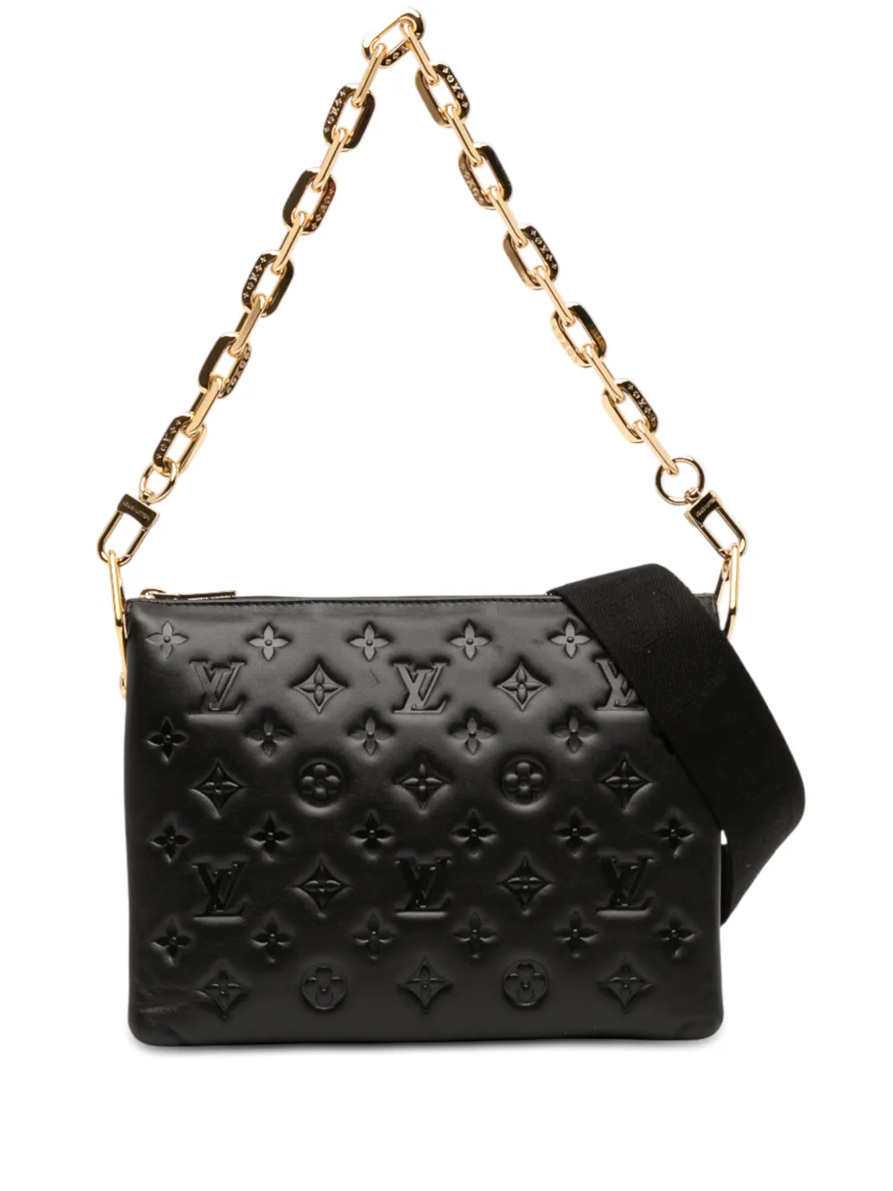 Louis Vuitton Pre-Owned Borsa a tracolla Coussin PM Puffy in pelle di agnello con monogramma 2021-2026 - Nero