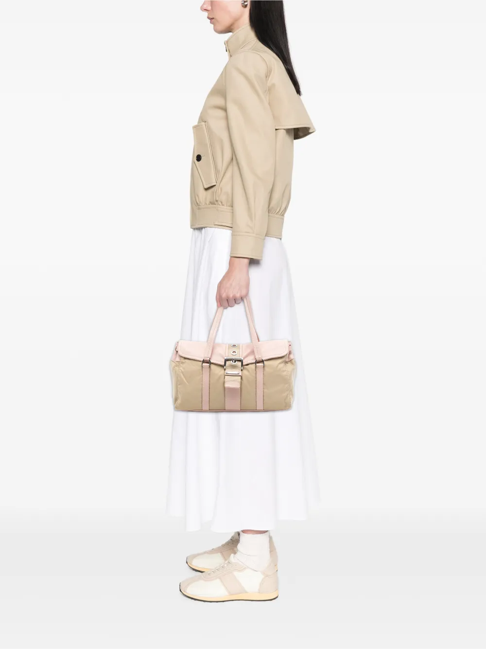 2013-2025 Vitello Trimmed Tessuto Shoulder Bag