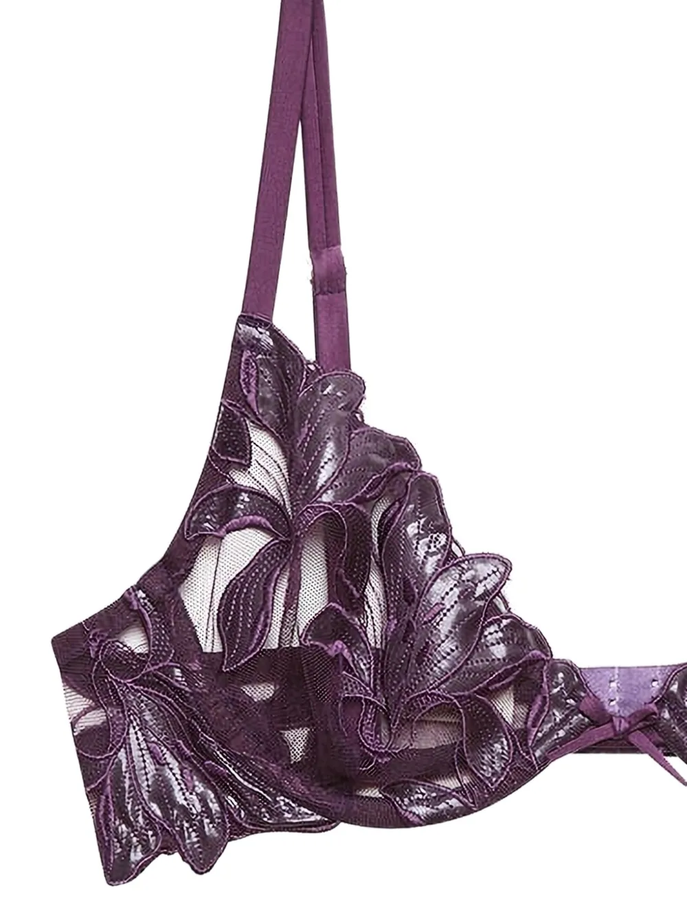 Fleur Du Mal Demi-beha met geborduurde lelie's Paars
