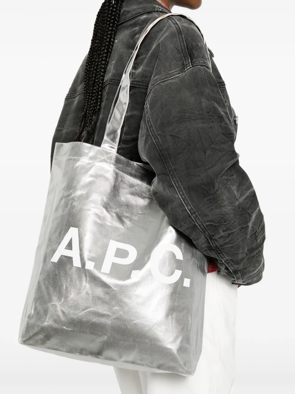  A.p.c. Logo-print Tote Bag - Silver 