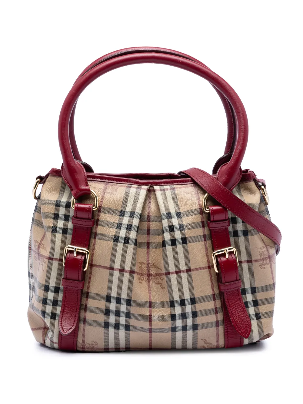 Burberry Pre-Owned 2000-2017 Small Haymarket Check Coated Canvas Northfield satchel - Marrone