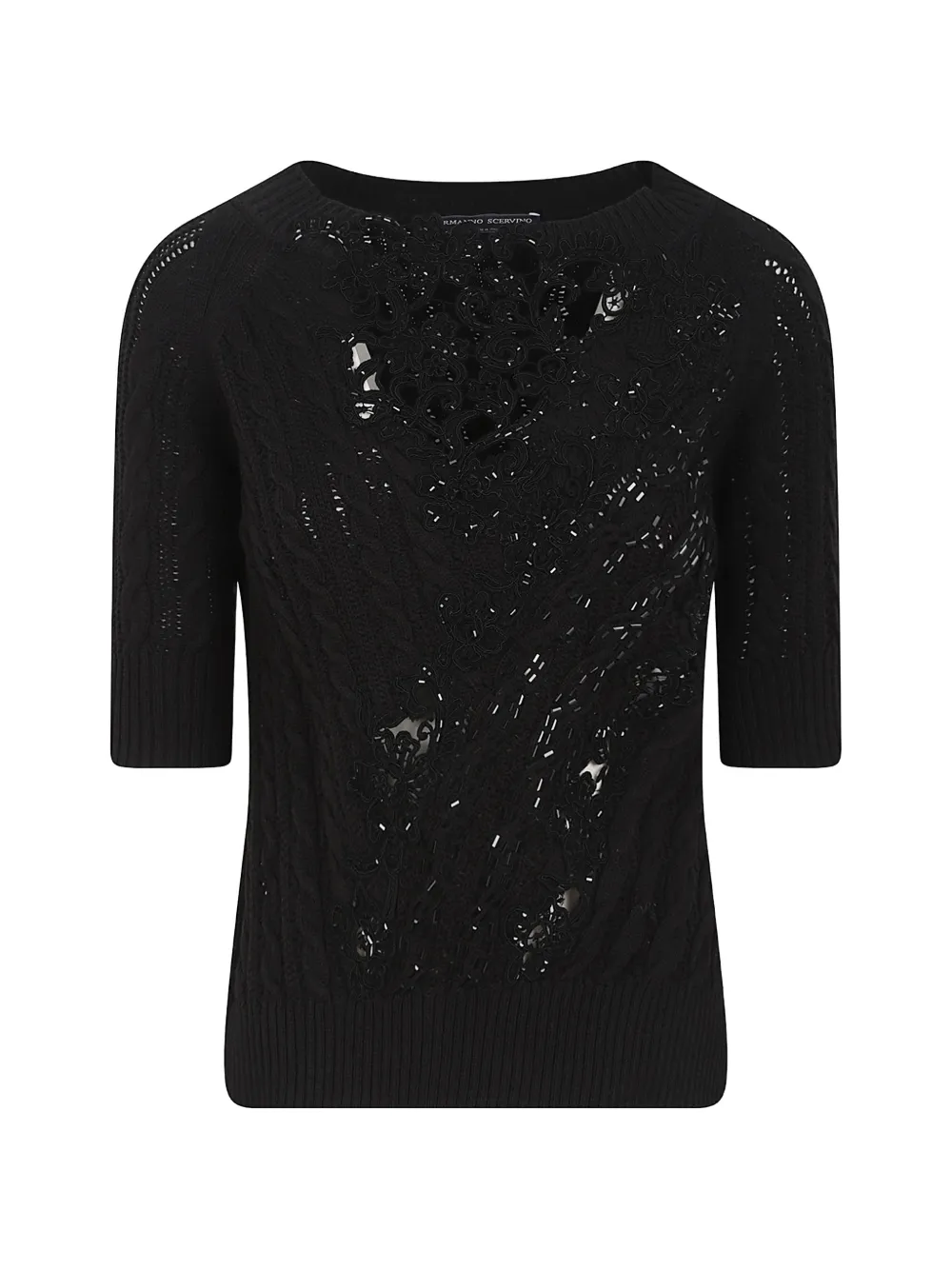 Ermanno Scervino floral-lace knitted top - Nero