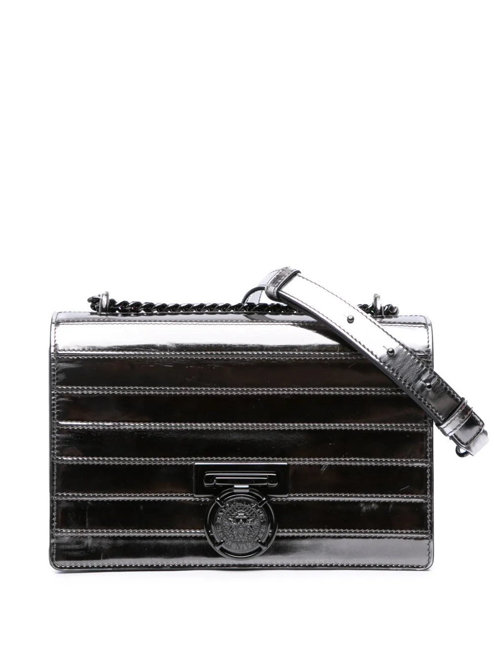 Balmain Pre-Owned 2010-2025 Patent Mariniere Flap crossbody bag - Argento