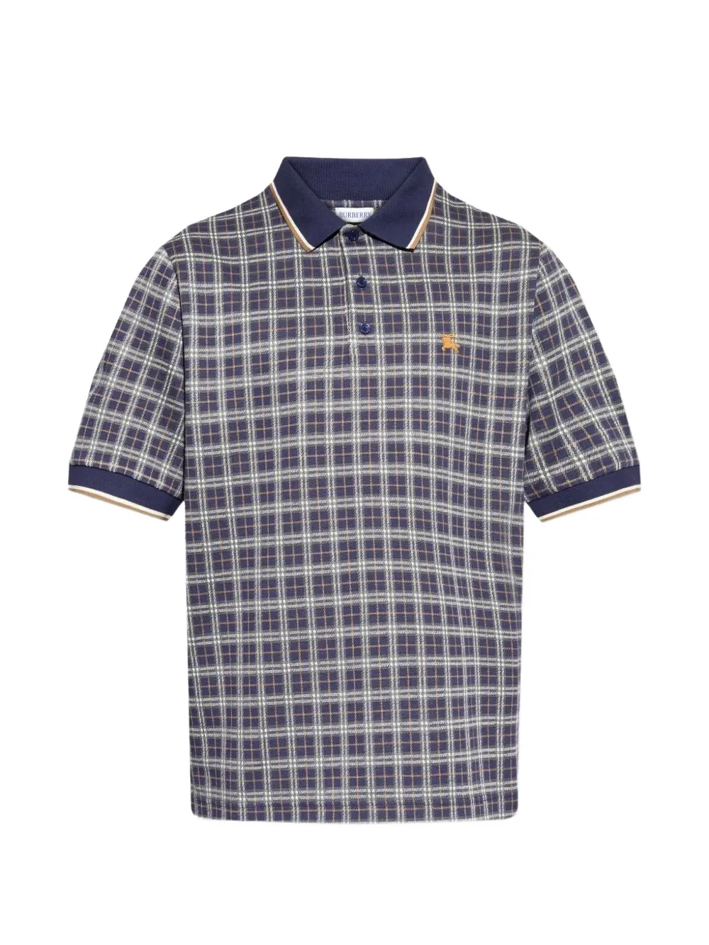 Burberry check short-sleeve polo shirt - Blu