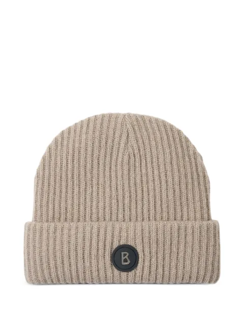 BOGNER Gustav ribbed logo-patch beanie hat