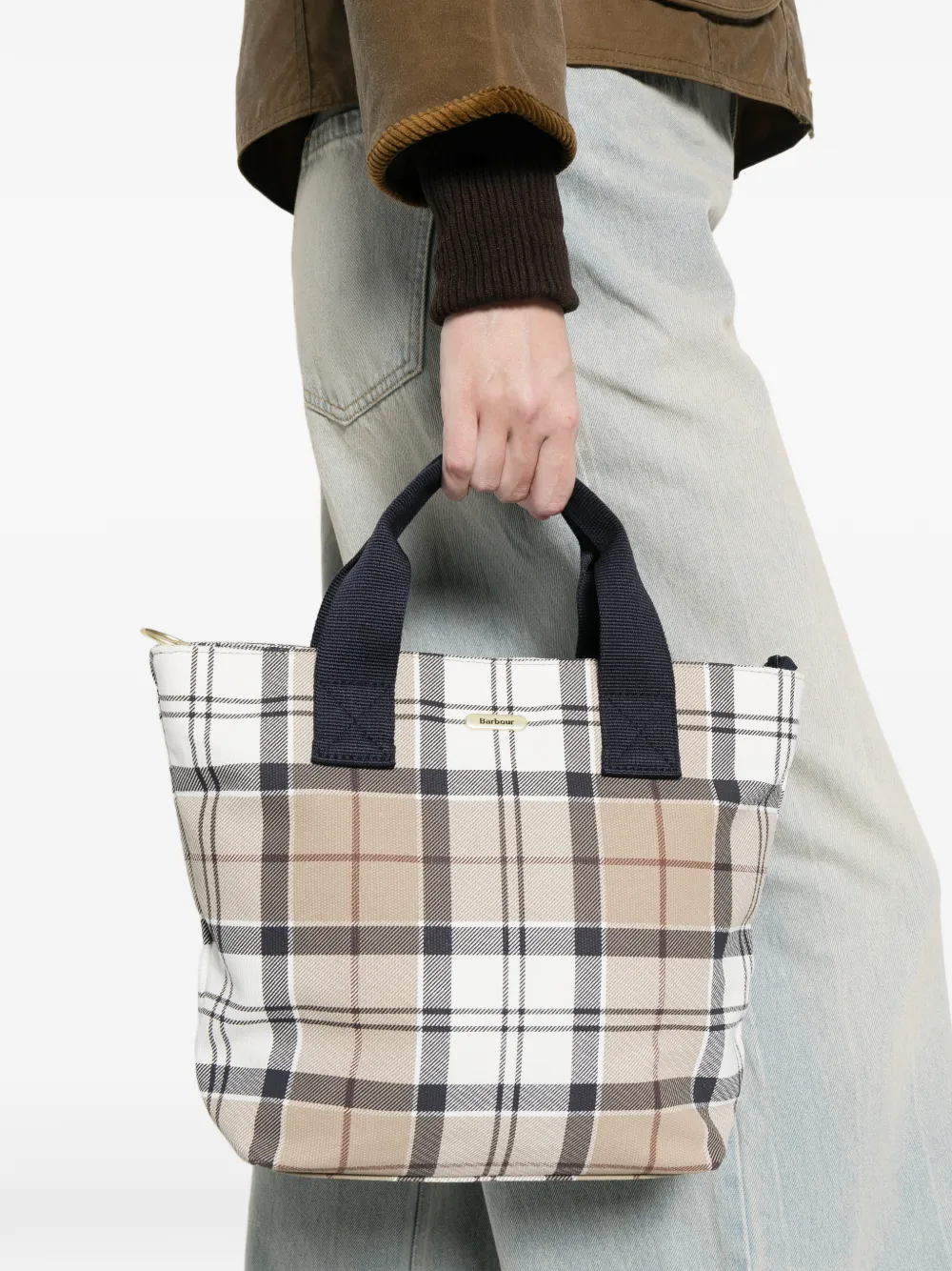 Barbour Maisy shopper met tartan ruit Wit