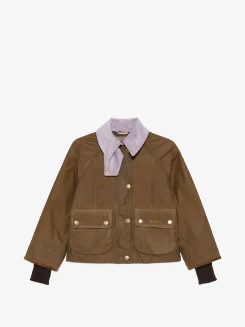 Barbour Cropped Beadnell corduroy-collar waxed cotton jacket