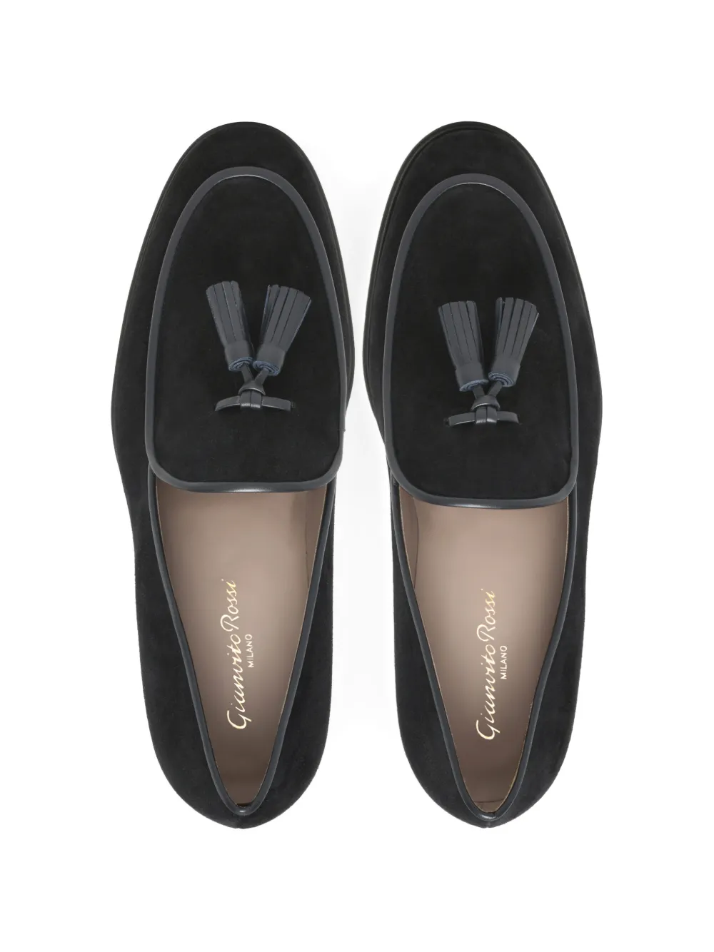 Gianvito Rossi Suède loafers met kwastjes Zwart