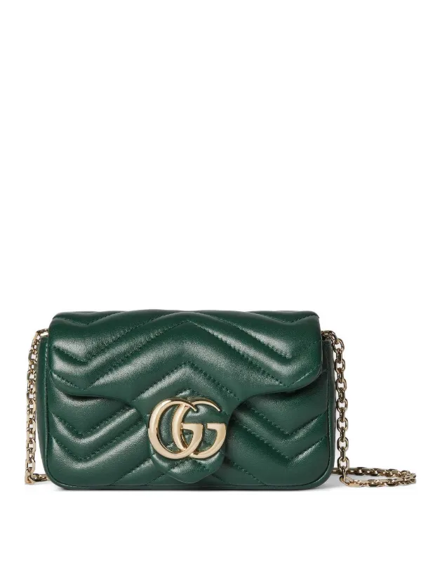 時*計様 本物保証！GUCCI GGマーモント キルティング！ショルダーバッグ Gucci GGマーモント キルティングショルダーバッグ ミニ | グリーン