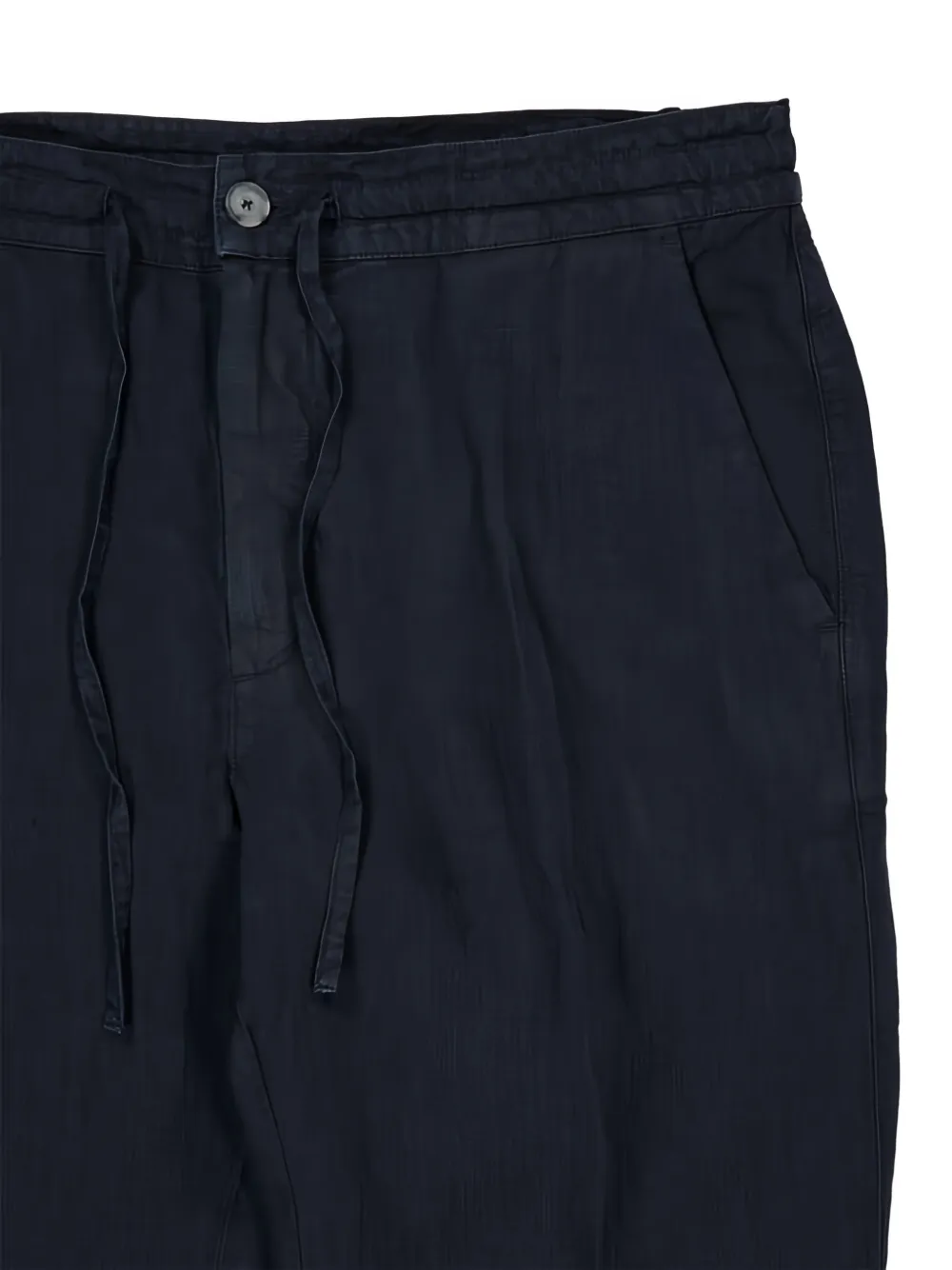  120% Lino Drawstring Linen Trousers - Blue 