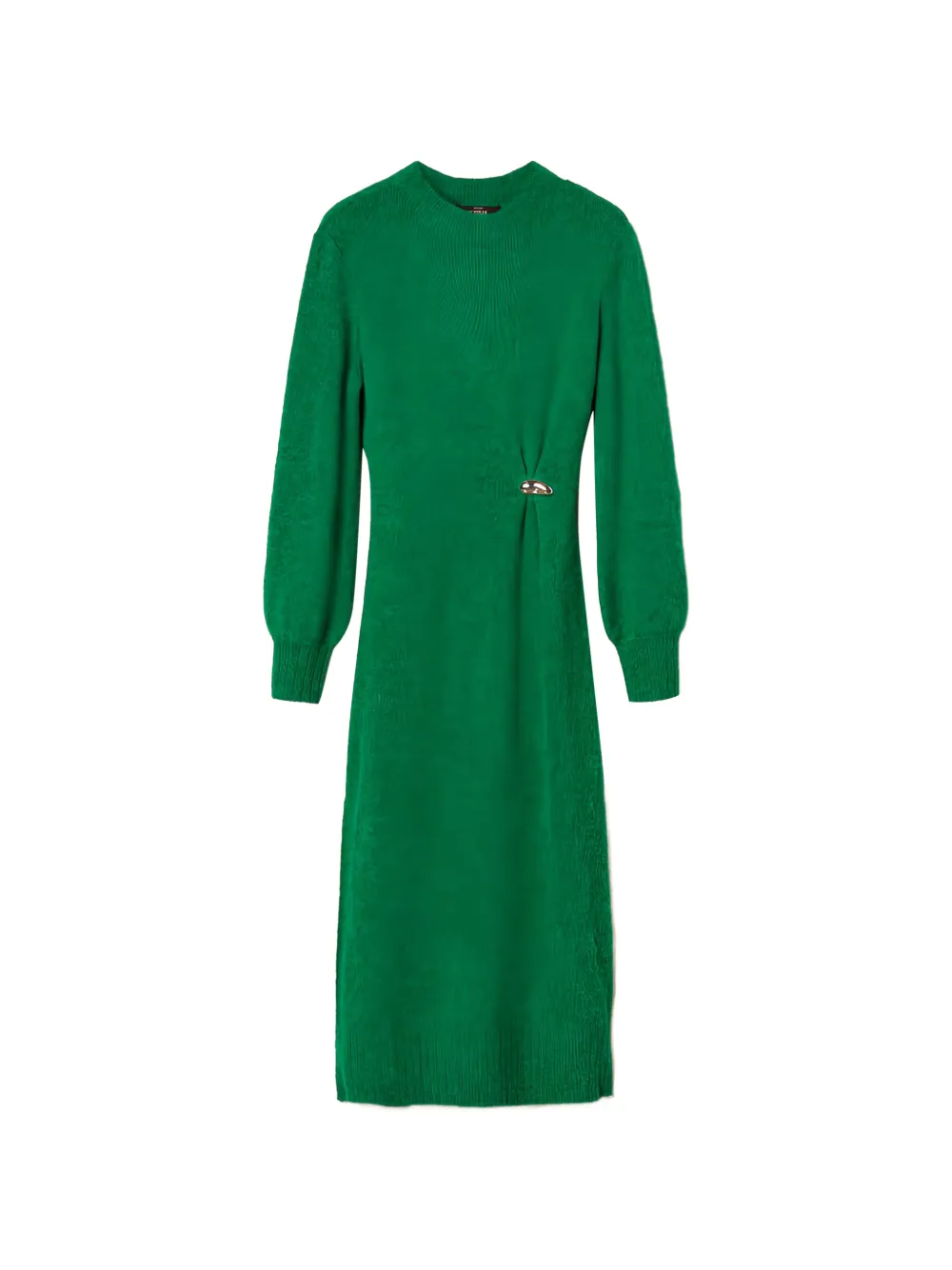 TWINSET gathering brooch midi dress - Verde