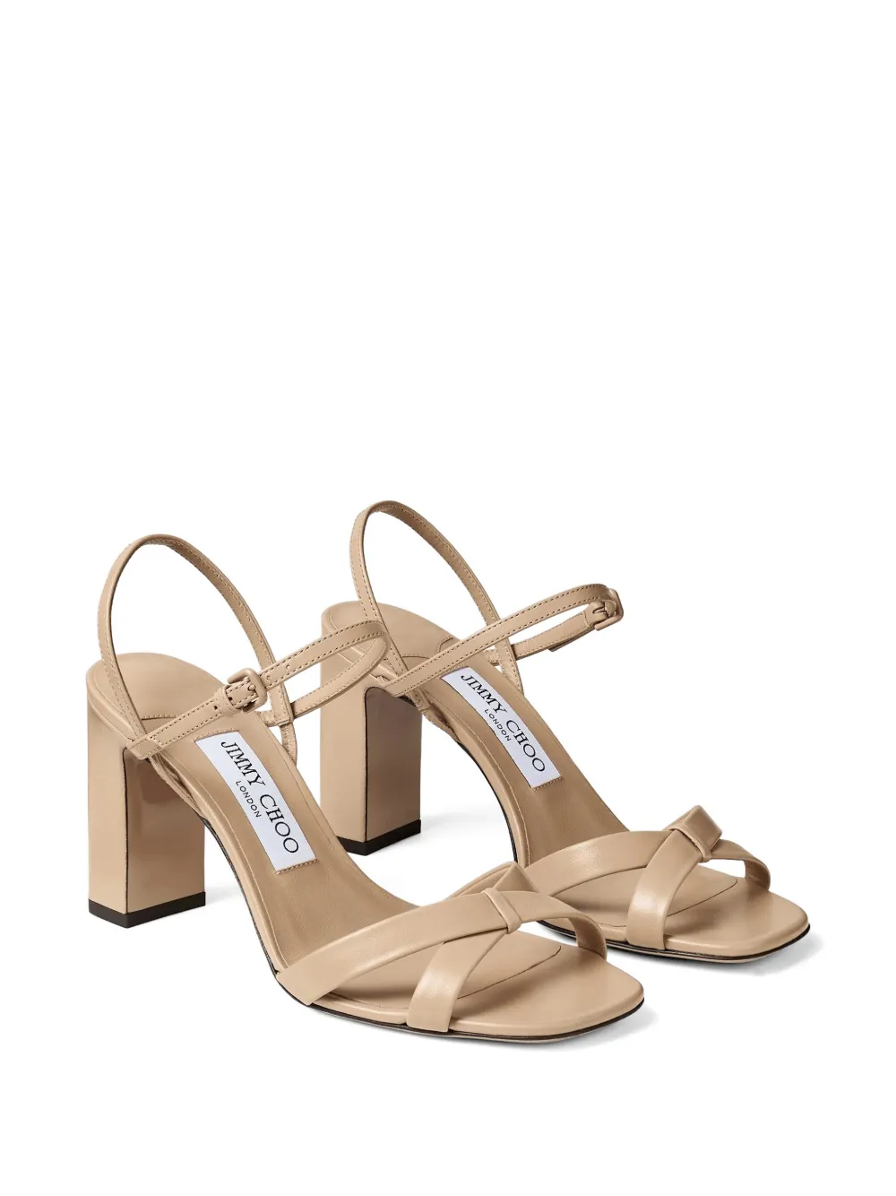 Jimmy Choo Elsy leren sandalen met blokhak Beige