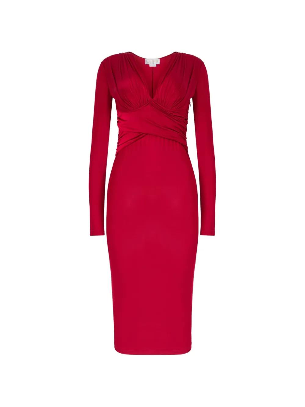 Genny V-neck wrap midi dress – Red