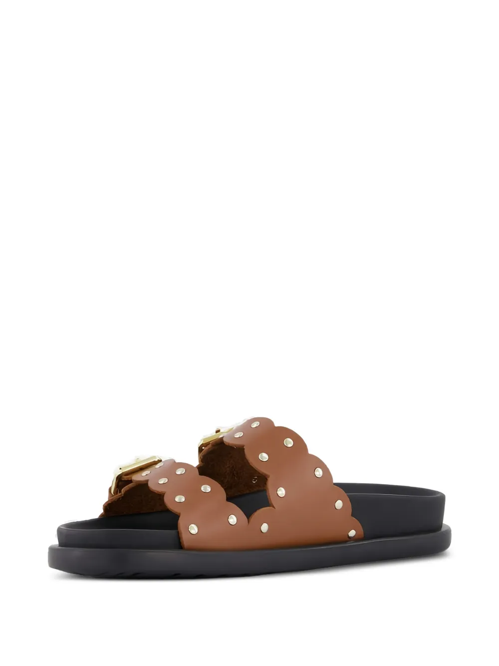TWINSET Kids scalloped buckle-strap sandals - Marrone
