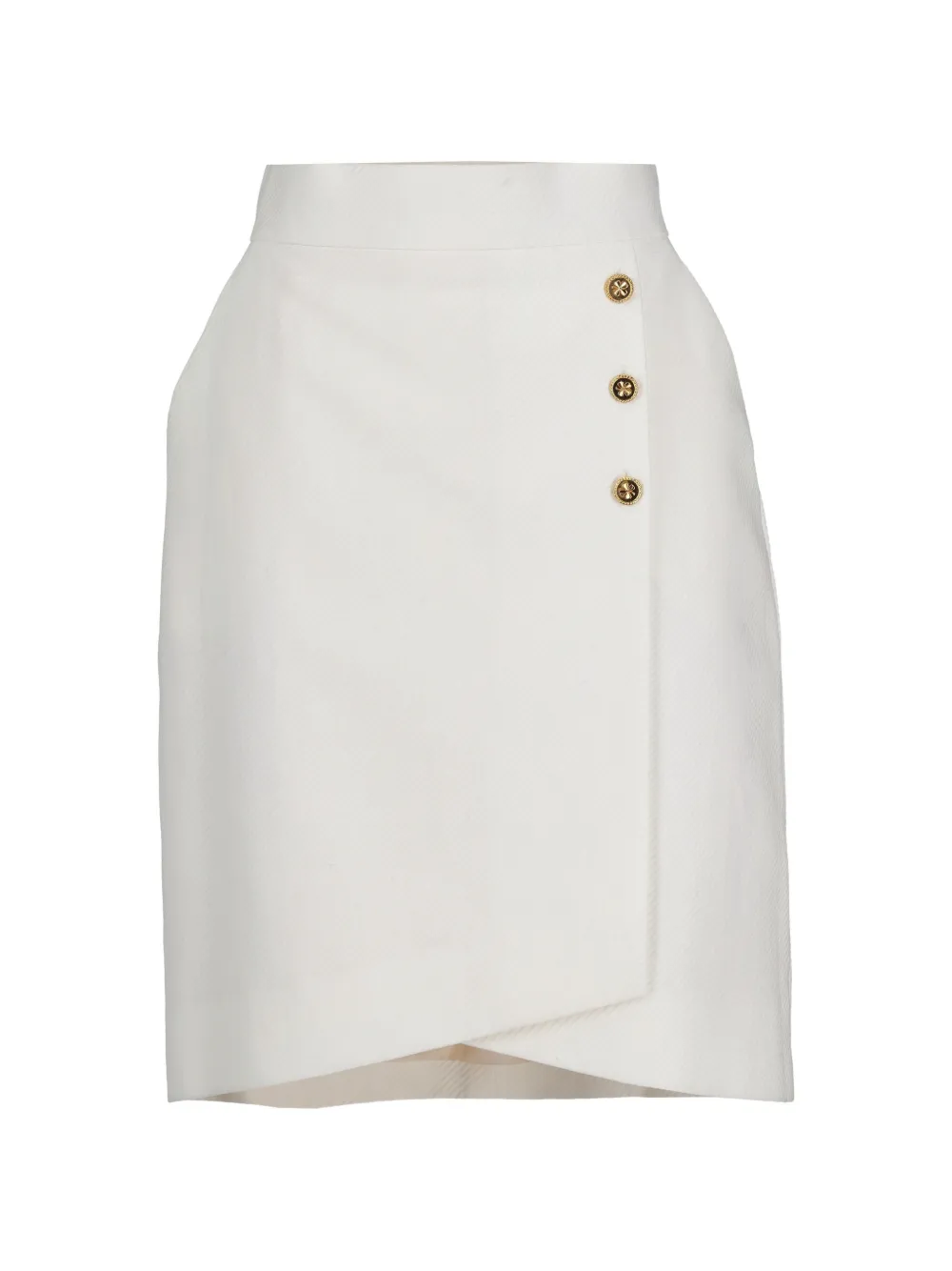 CHANEL Pre-Owned golden-buttons asymmetric-hem midi skirt - Bianco