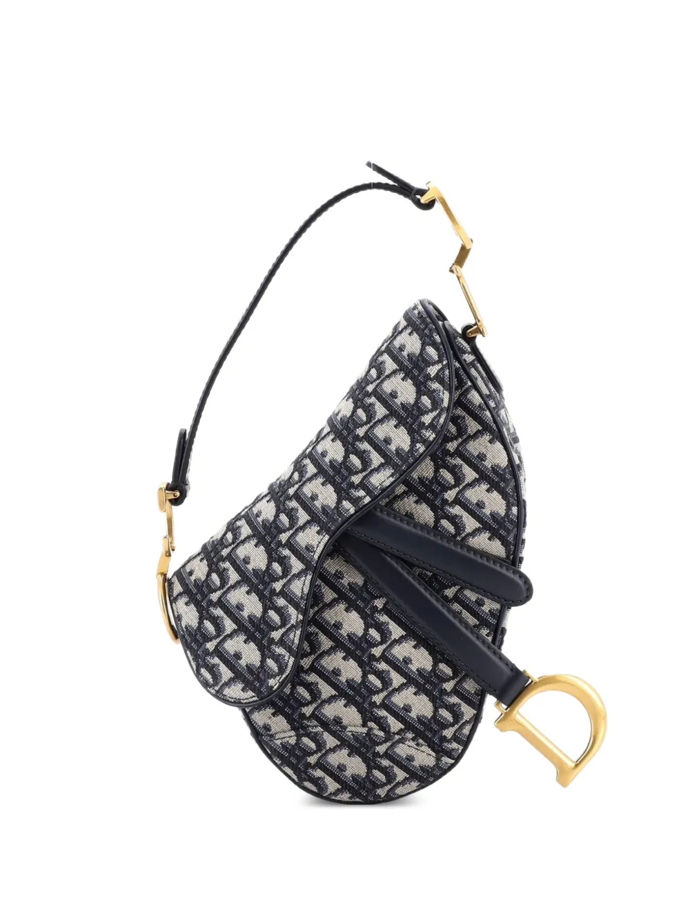 Christian Dior Pre-Owned Borsa a spalla Saddle mini in tela con motivo Oblique - Blu