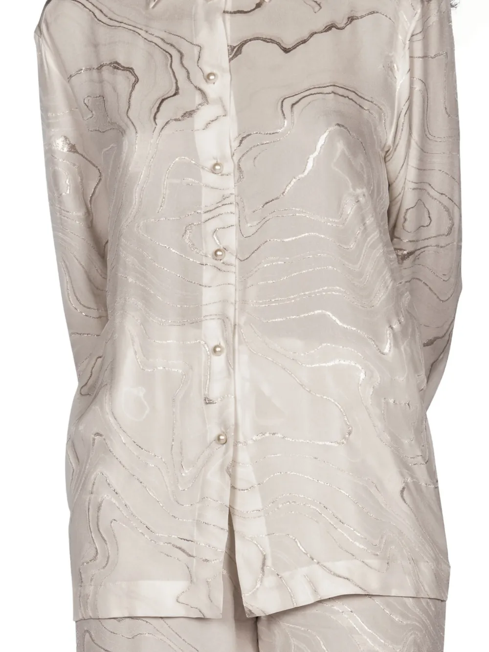 Mia Peculiar Overhemd met parelknoop Beige