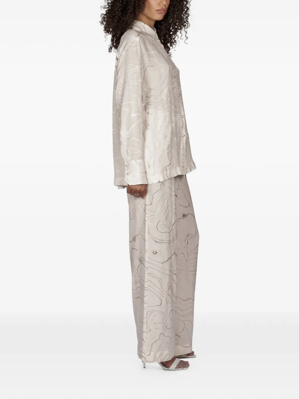 Mia Peculiar Overhemd met parelknoop Beige