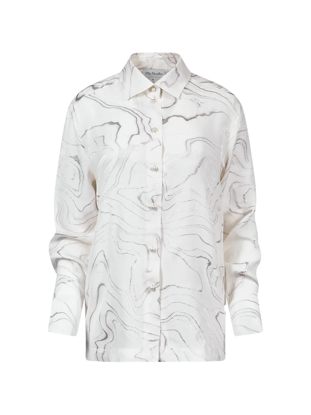 Mia Peculiar pearl-button shirt - Neutrals