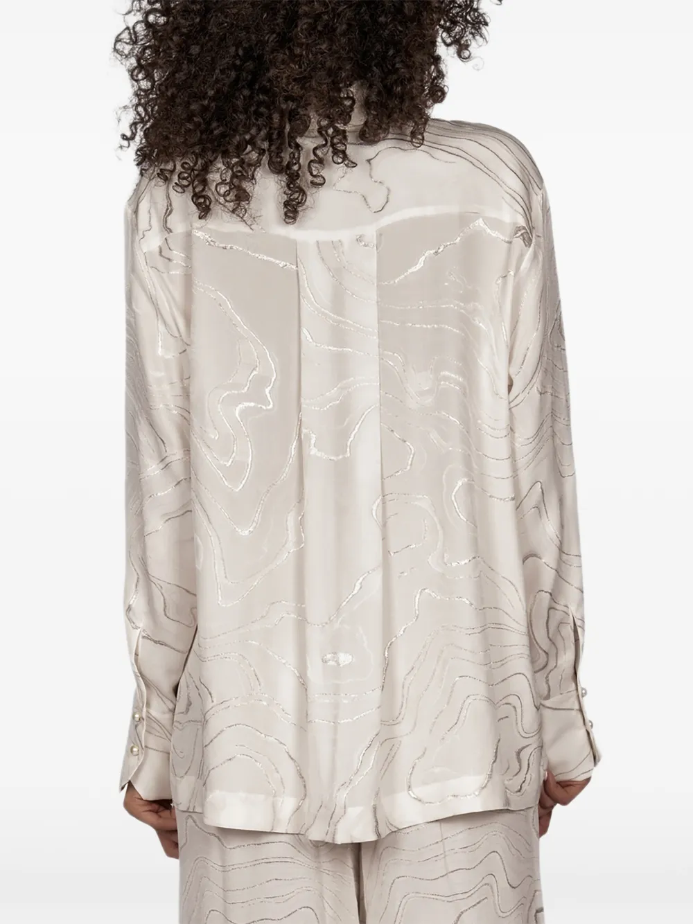 Mia Peculiar Overhemd met parelknoop Beige