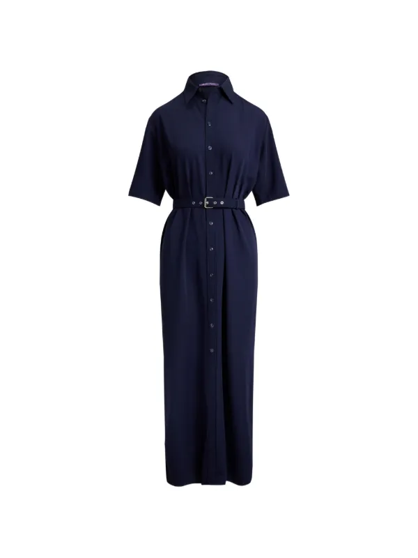 Ralph Lauren Collection Carol Belted Short-sleeve Dress in Blue