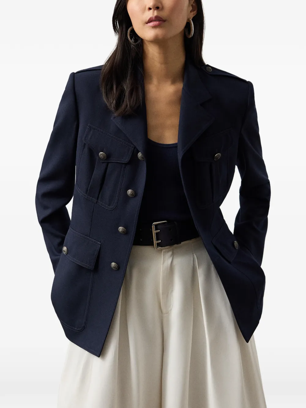  Ralph Lauren Collection Anabeth Buttoned Flap Jacket - Blue 