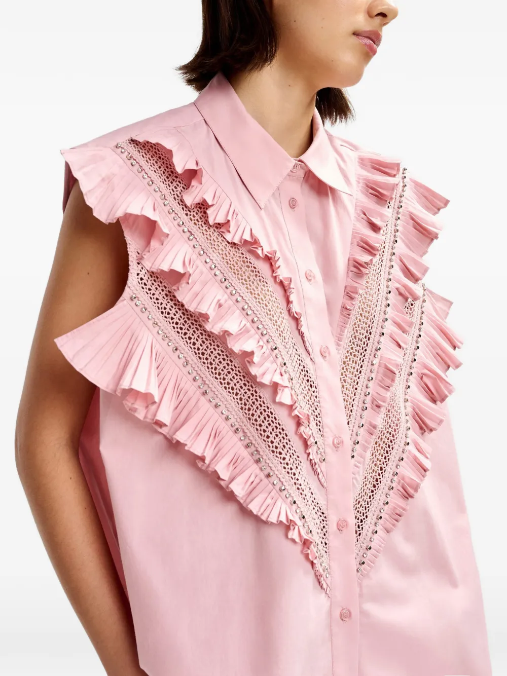 Essentiel Antwerp Jeandarlene blouse met ruches Roze