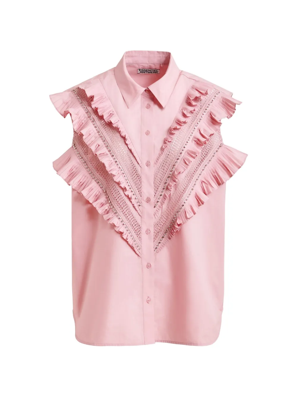 Essentiel Antwerp Camicia Jeandarlene con ruches - Rosa