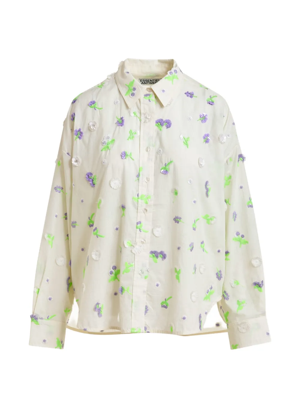 Essentiel Antwerp Camicia Jimena con ricamo a fiori - Bianco