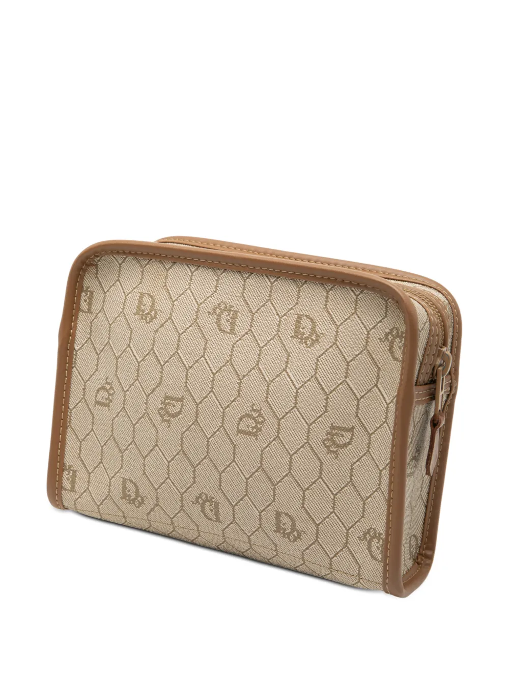Dior Pre-owned 20th Century Honeycomb Coated Canvas Pouch in Brown, view 2