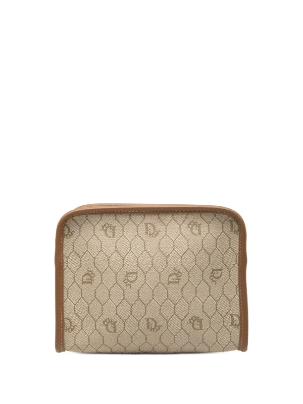 Dior Pre-owned 20th Century Honeycomb Coated Canvas Pouch in Brown