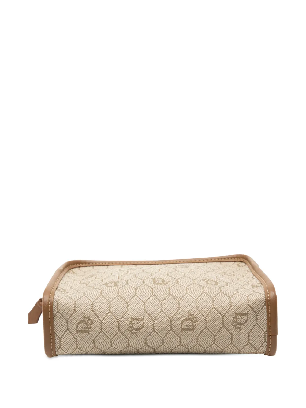 Dior Pre-owned 20th Century Honeycomb Coated Canvas Pouch in Brown, view 3