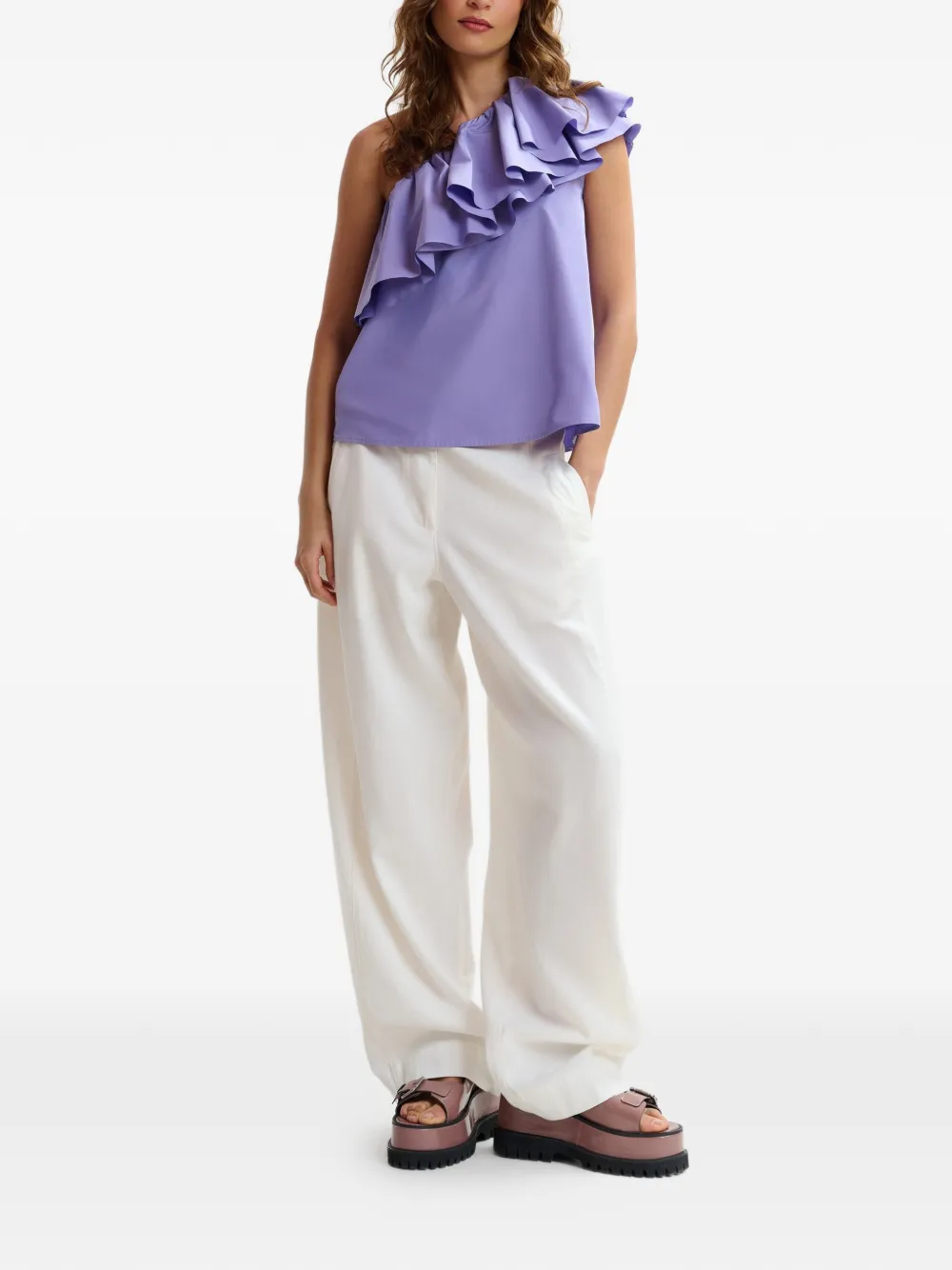 One-Shoulder Ruffled Blouse