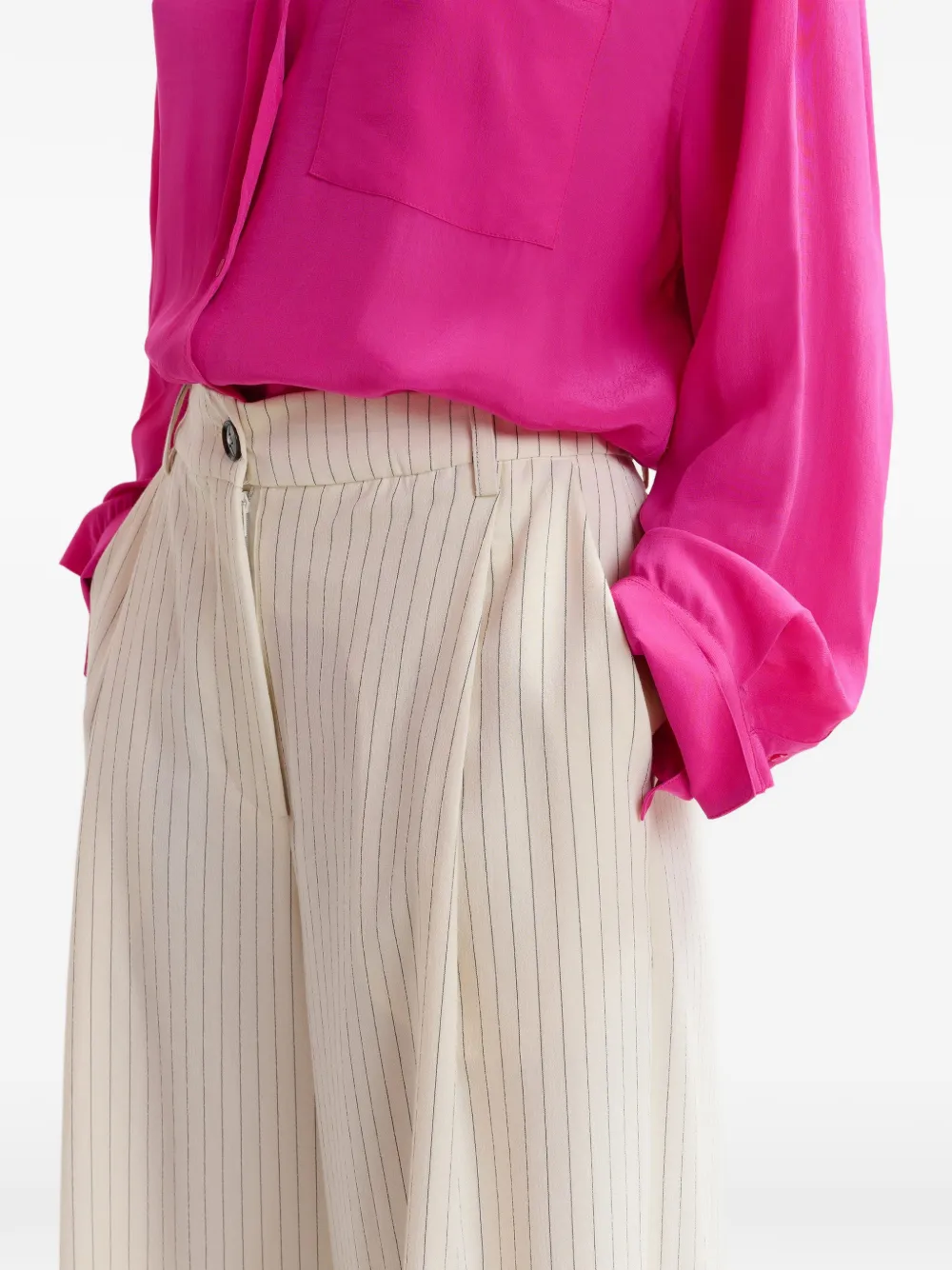 Essentiel Antwerp Josha broek met krijtstreep Wit