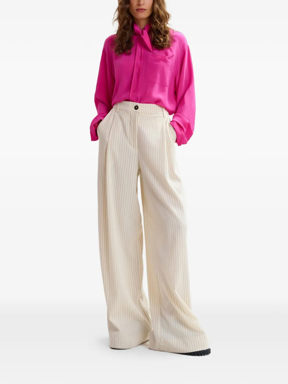 Essentiel Antwerp Josha broek met krijtstreep Wit