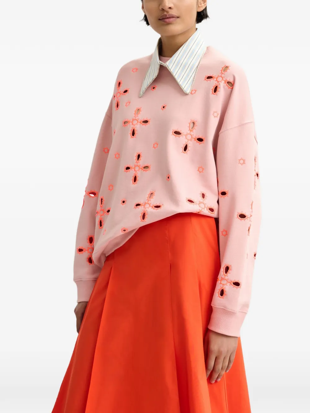 Floral-Pattern Embroidered Sweatshirt