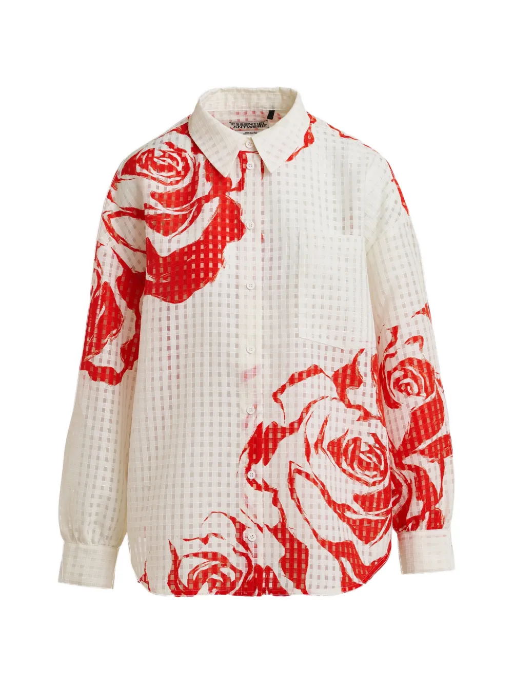 Essentiel Antwerp Camicia a fiori con tasca - Bianco