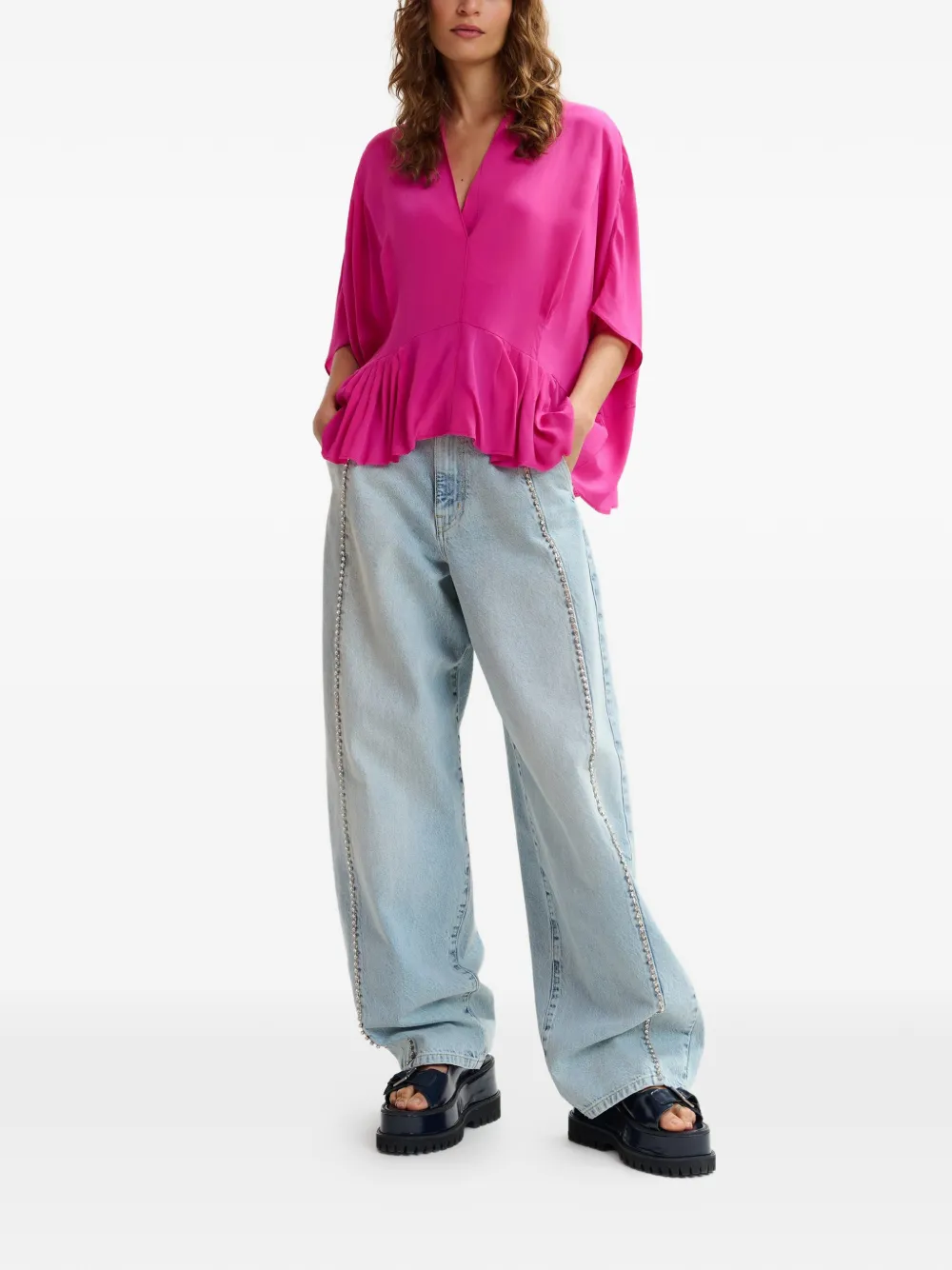  Essentiel Antwerp Ruffled-hem Blouse - Pink 
