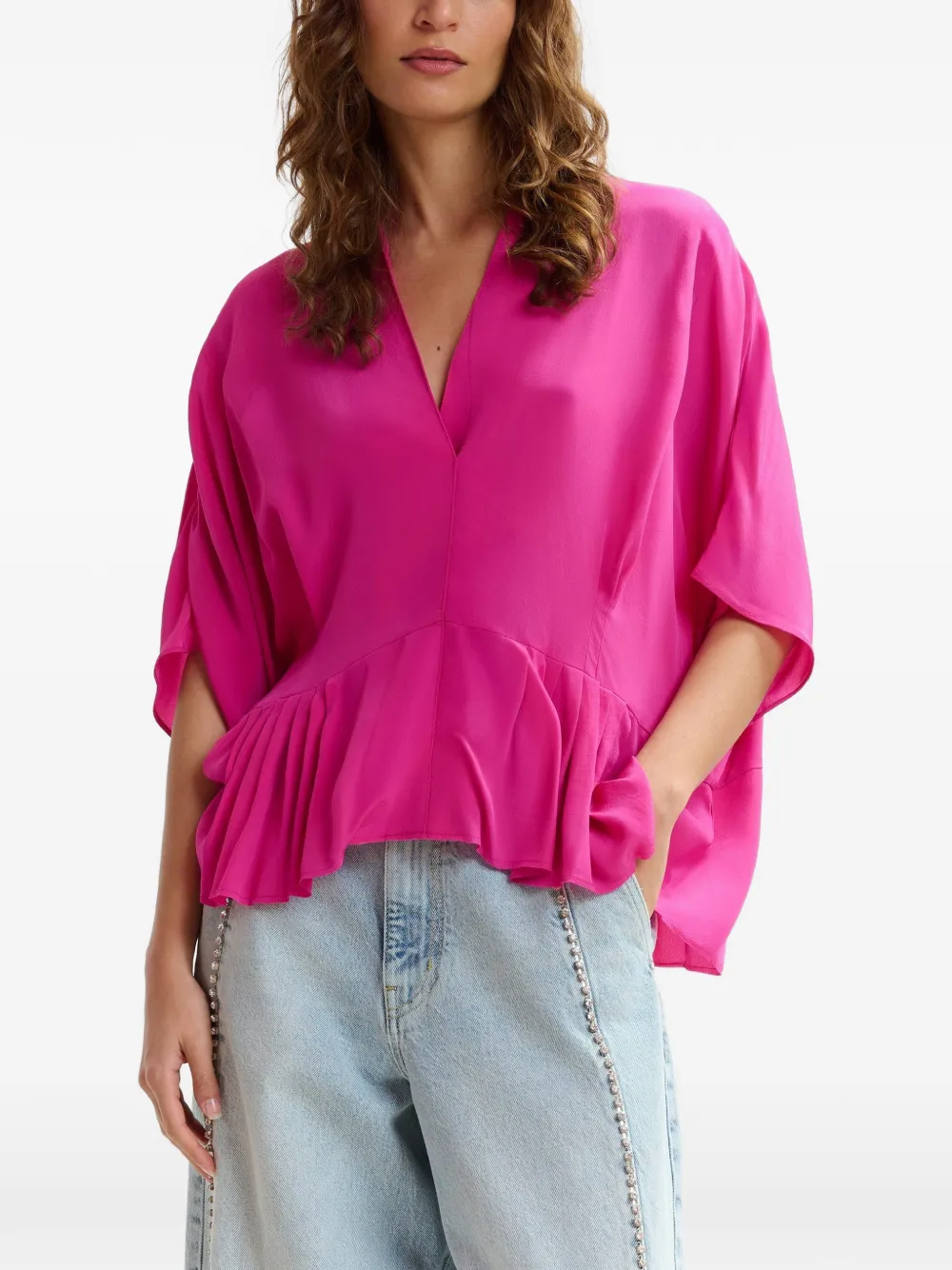  Essentiel Antwerp Ruffled-hem Blouse - Pink 