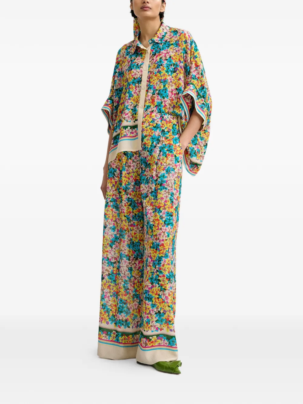 Essentiel Antwerp Broek met bloemenprint Blauw