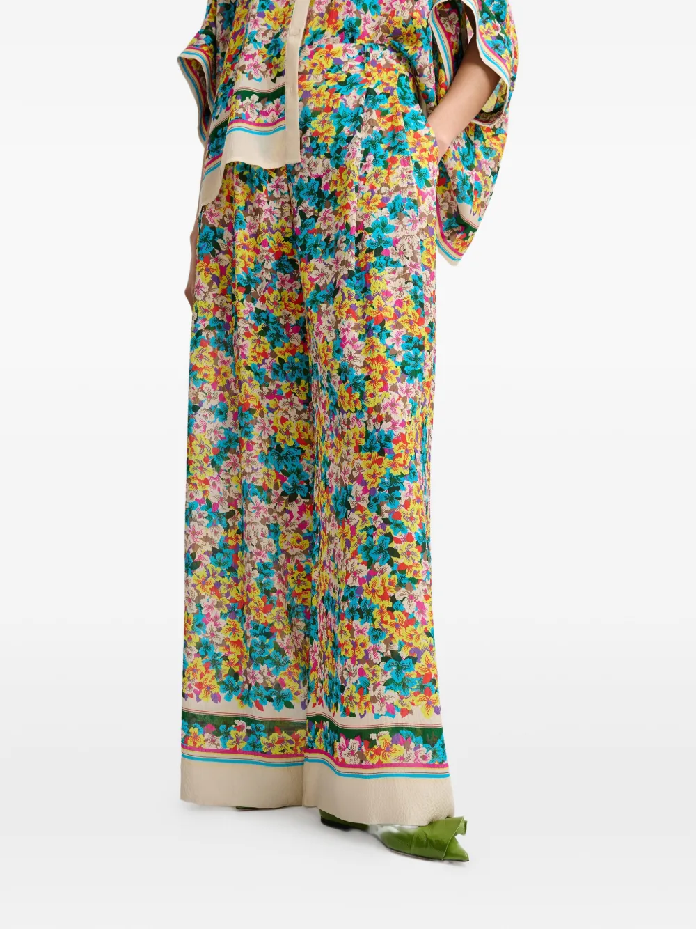 Essentiel Antwerp Broek met bloemenprint Blauw