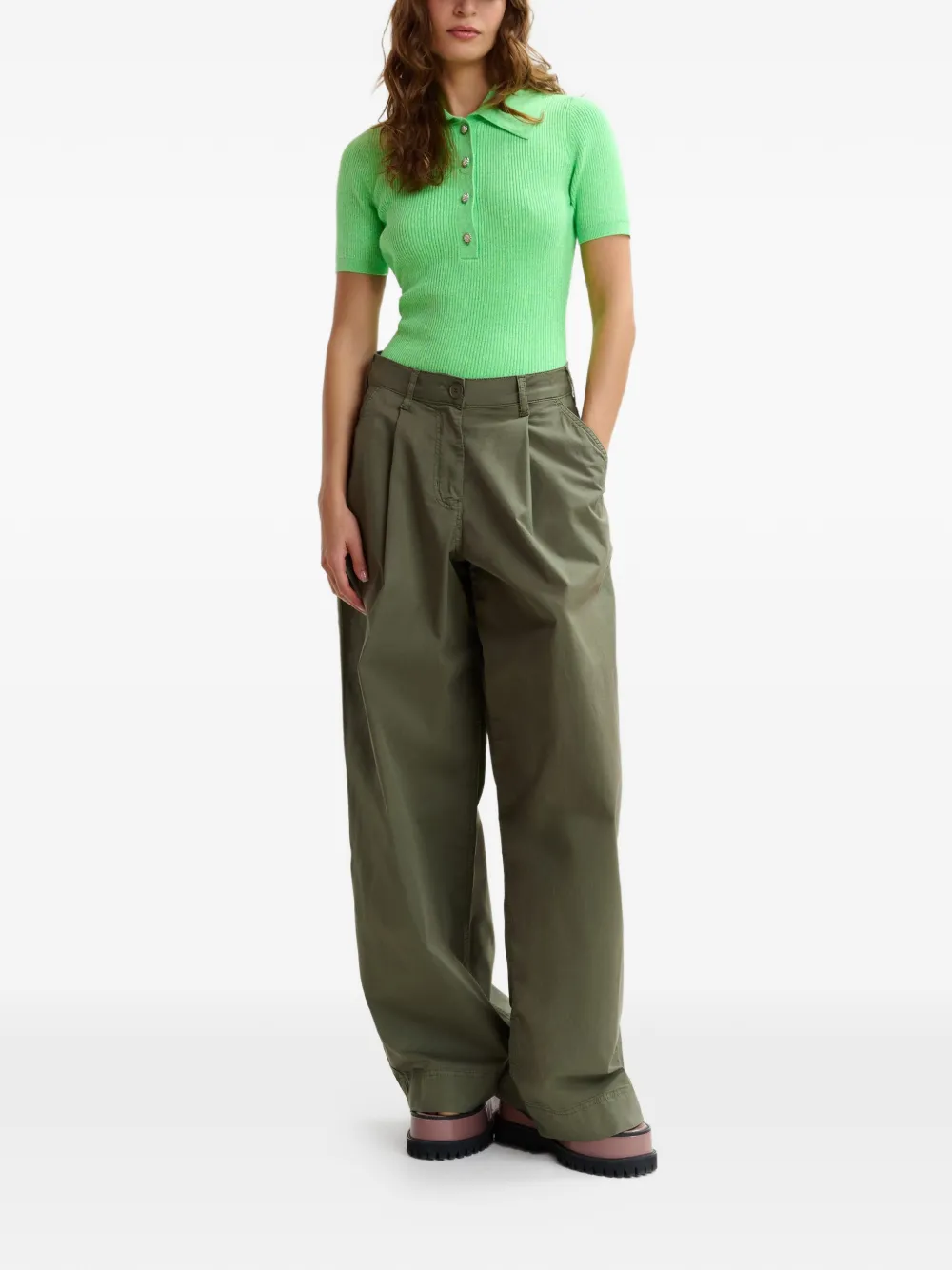 Ribbed Polo Top