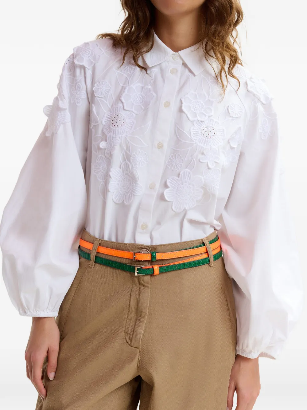  Essentiel Antwerp Colour-block Stacked Belt - Green 