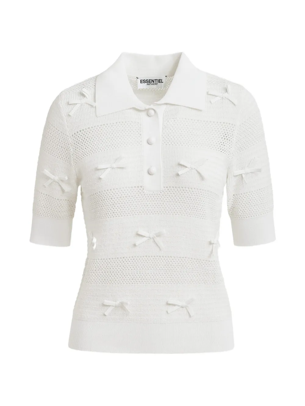 Essentiel Antwerp Poloshirt mit Schleifendetail - Weiß