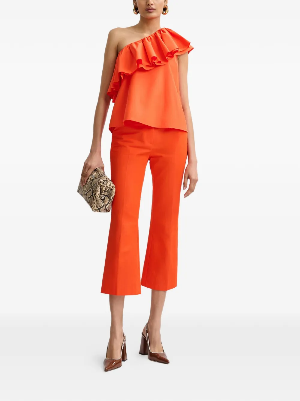  Essentiel Antwerp Hook-fastening Flared Trousers - Orange 